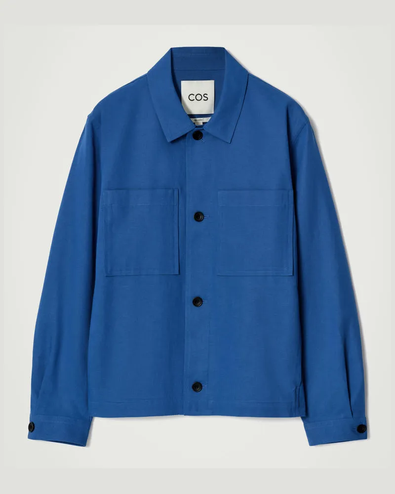COS Lockere Utility-Hemdjacke Blau
