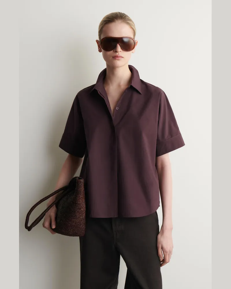 COS Oversized-Kurzarmhemd Aus Baumwolle Lila