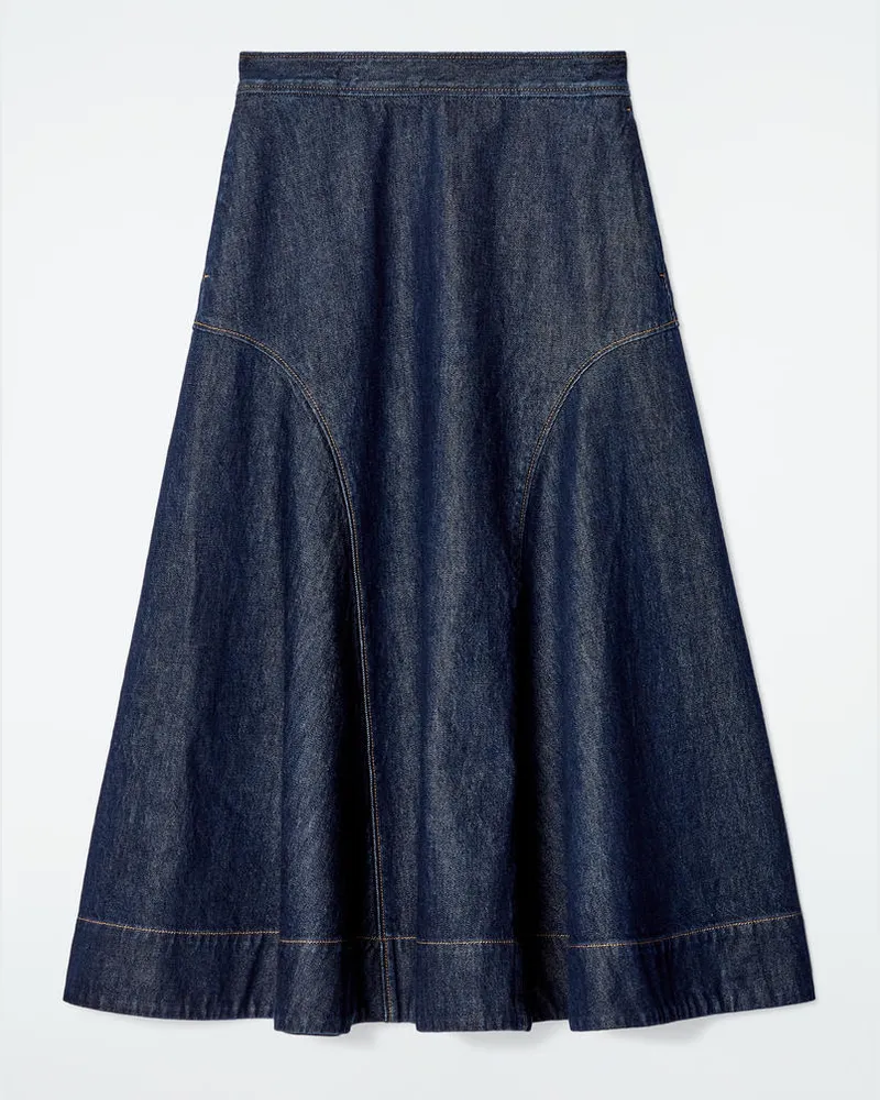 COS Midirock Aus Raw Denim In A-Linie Blau