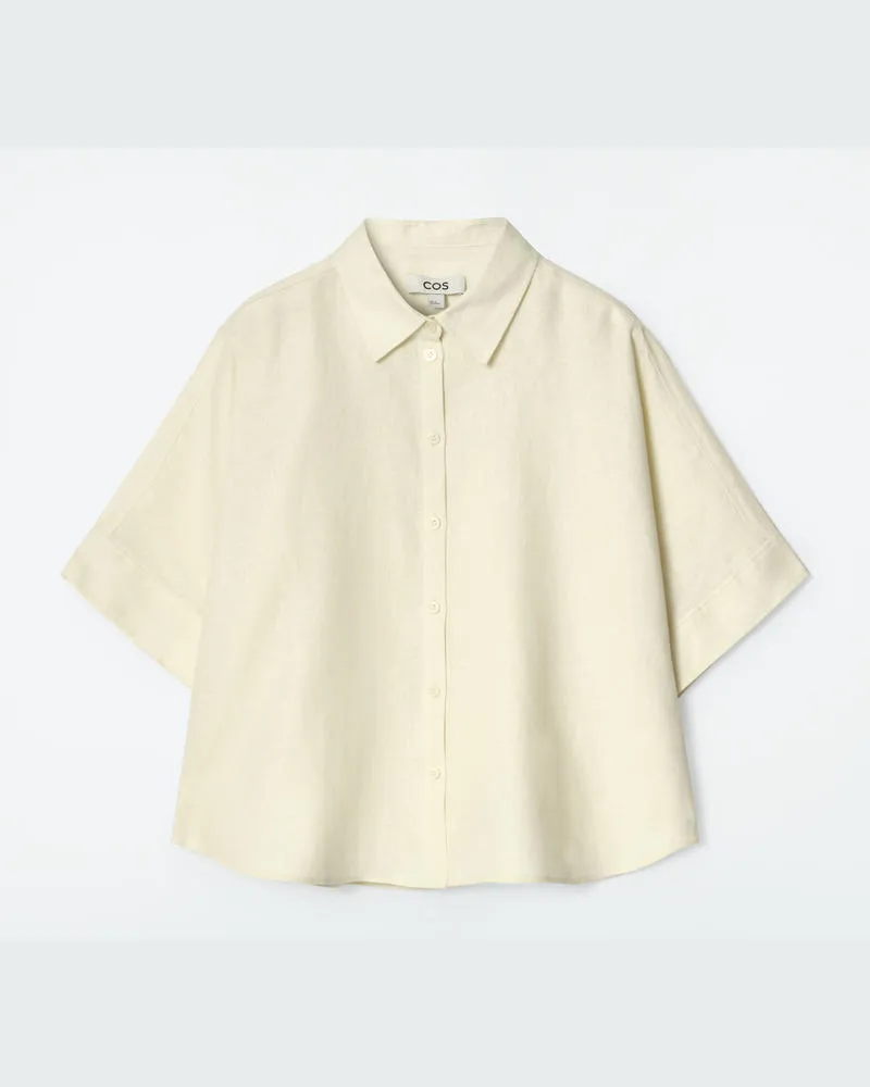 COS Kastenförmiges Kurzarmhemd Aus Leinen Gelb