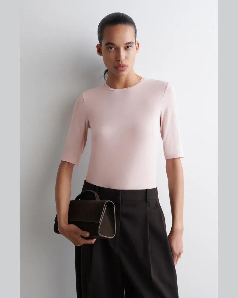 COS Leichtes, Schmal Geschnittenes T-Shirt Rosa