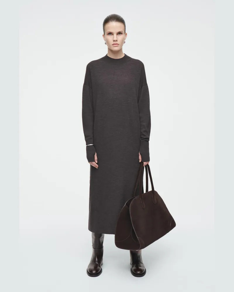 COS Midikleid Aus Merinowolle Braun