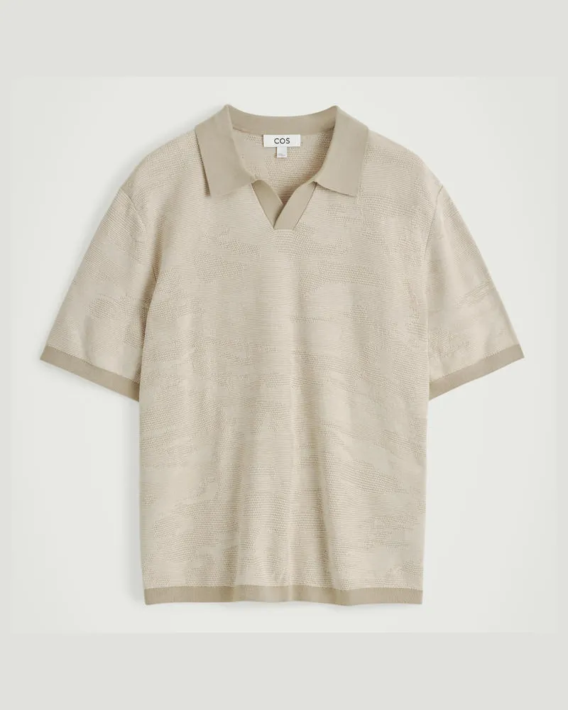 COS Poloshirt Aus Baumwoll-Jacquard Beige