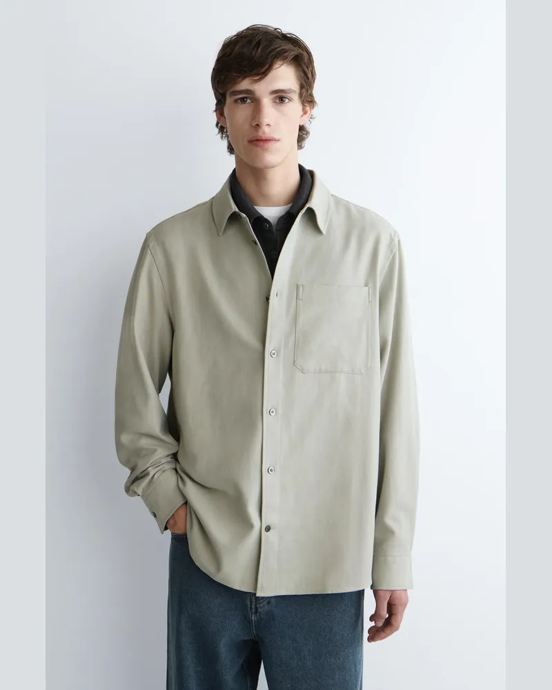 COS Lockeres Hemd Aus Gebürstetem Baumwoll-Mix Beige