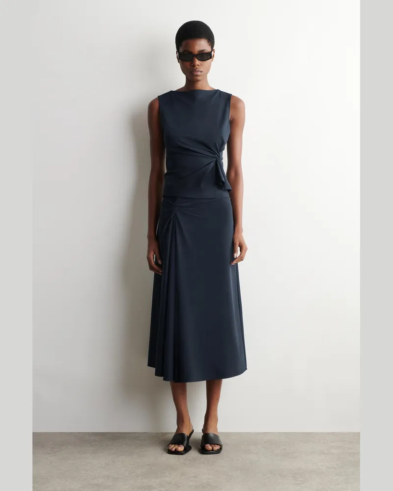 COS Midirock Aus Jersey Mit Twist-Detail Blau