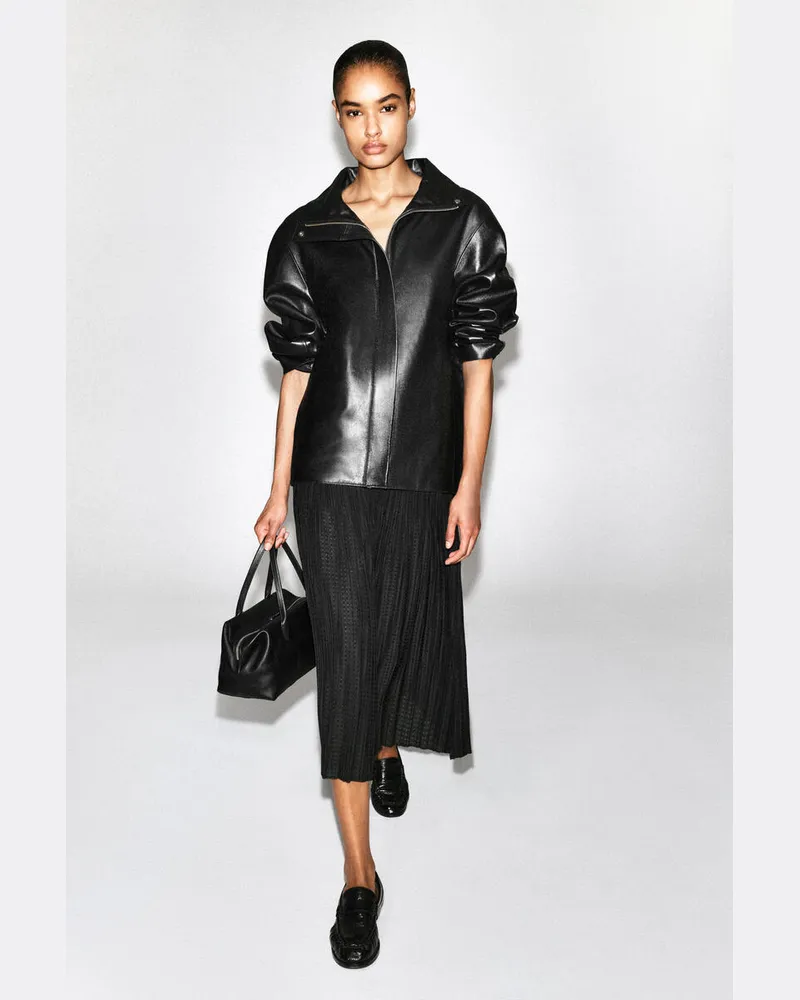 COS Midirock Aus Jacquard Mit Falten Schwarz