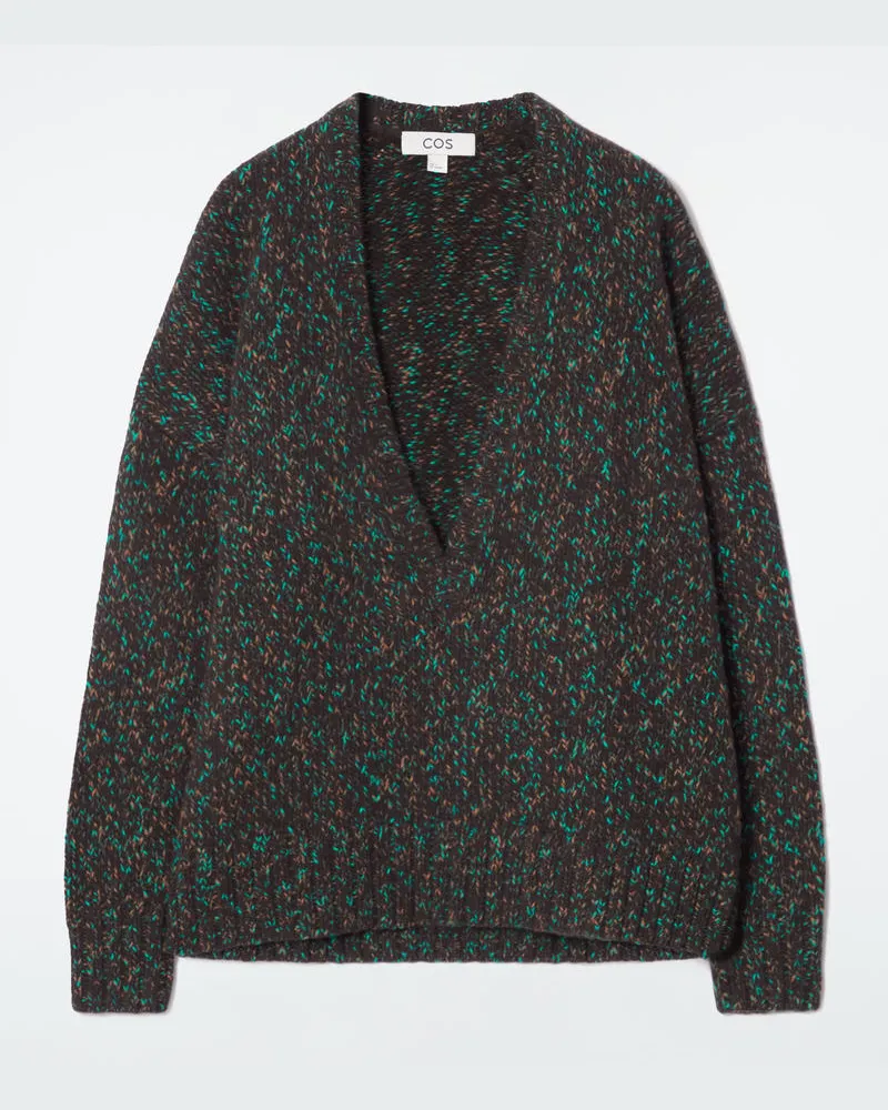 COS Oversized-Pullover Aus Gesprenkelter Wolle Braun