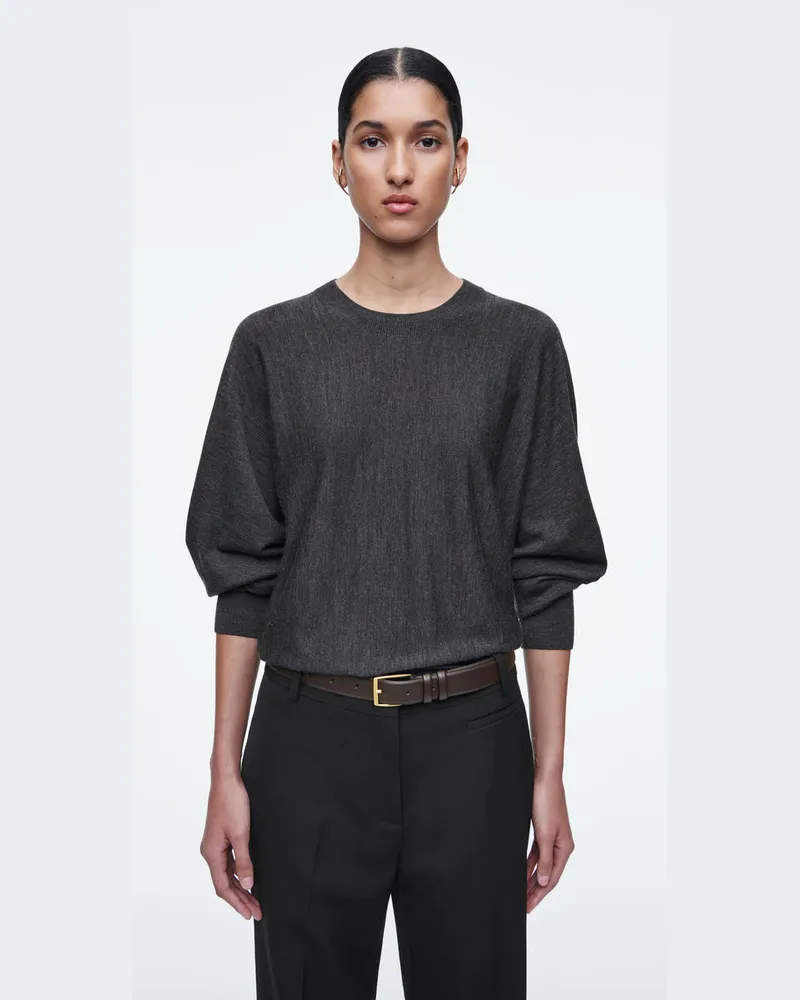COS Abgerundeter Pullover Aus Merinowolle Grau