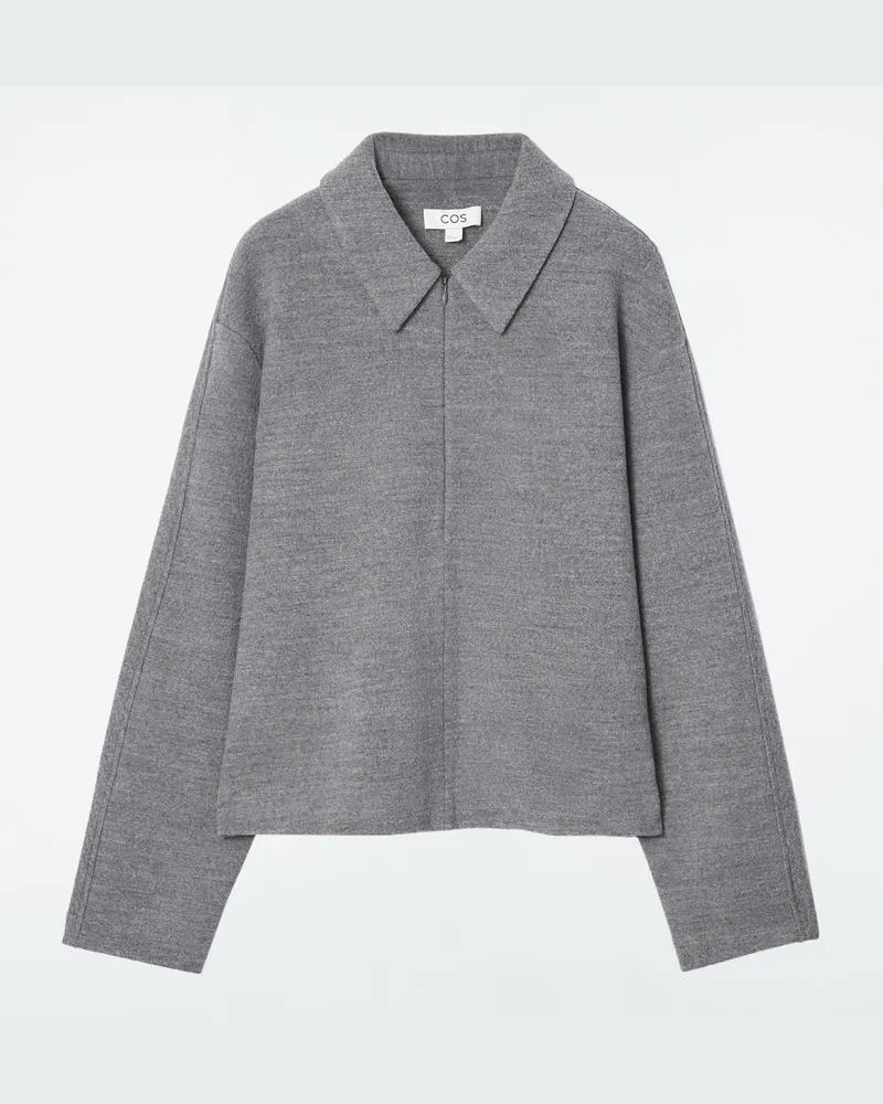 COS Strickjacke Aus Kochwolle Mit Reissverschluss Grau