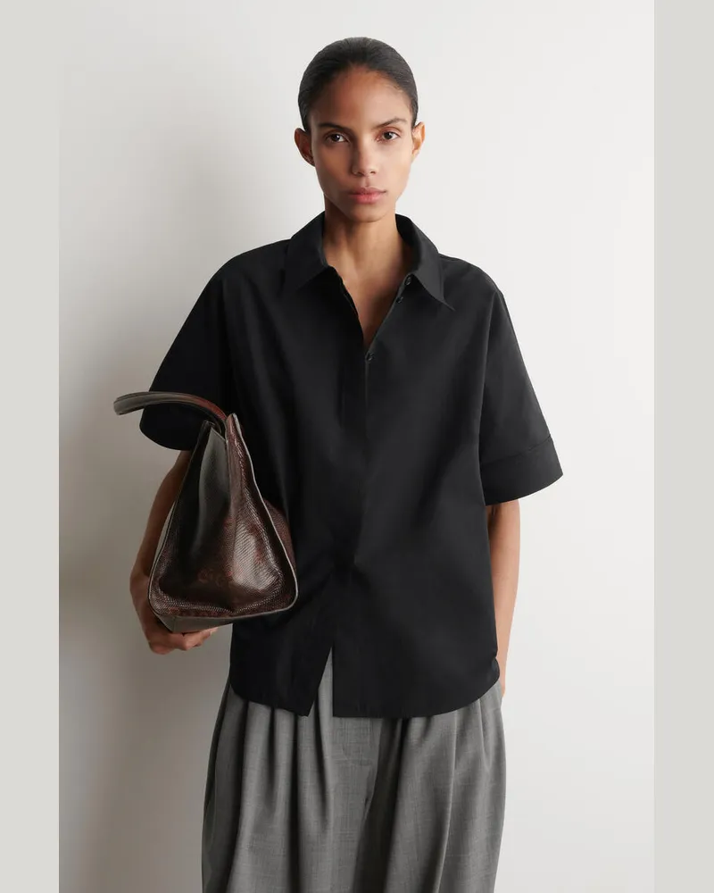 COS Oversized-Kurzarmhemd Aus Baumwolle Schwarz