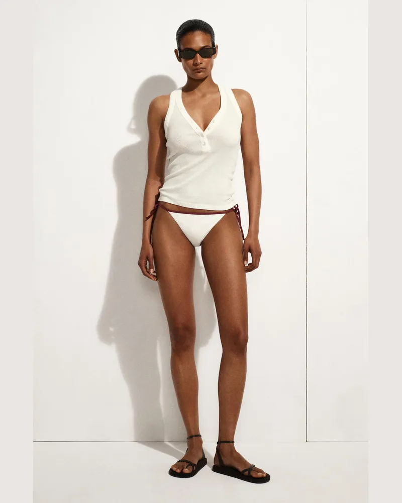 COS Contrast-Trimmed Tie-Side Bikini Briefs Weiß