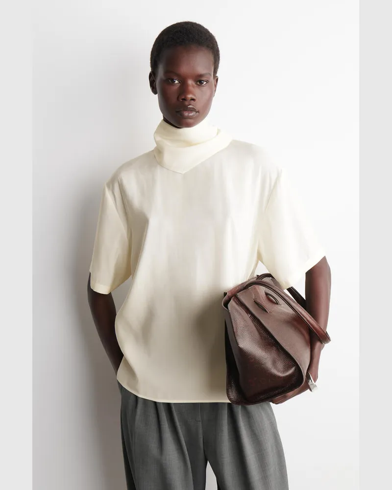 COS Oberteil Mit Drapiertem Schaldetail Weiß