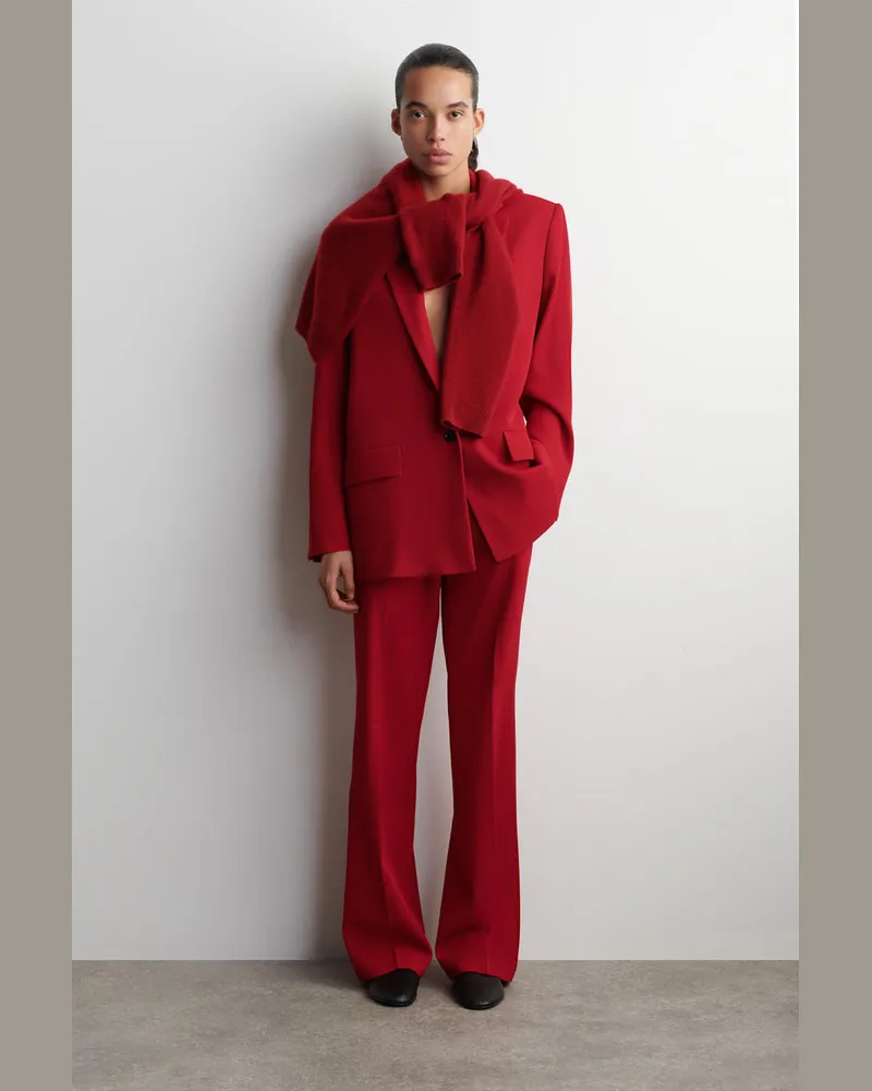 COS Hose Aus Woll-Mix Mit Geradem Bein Rot