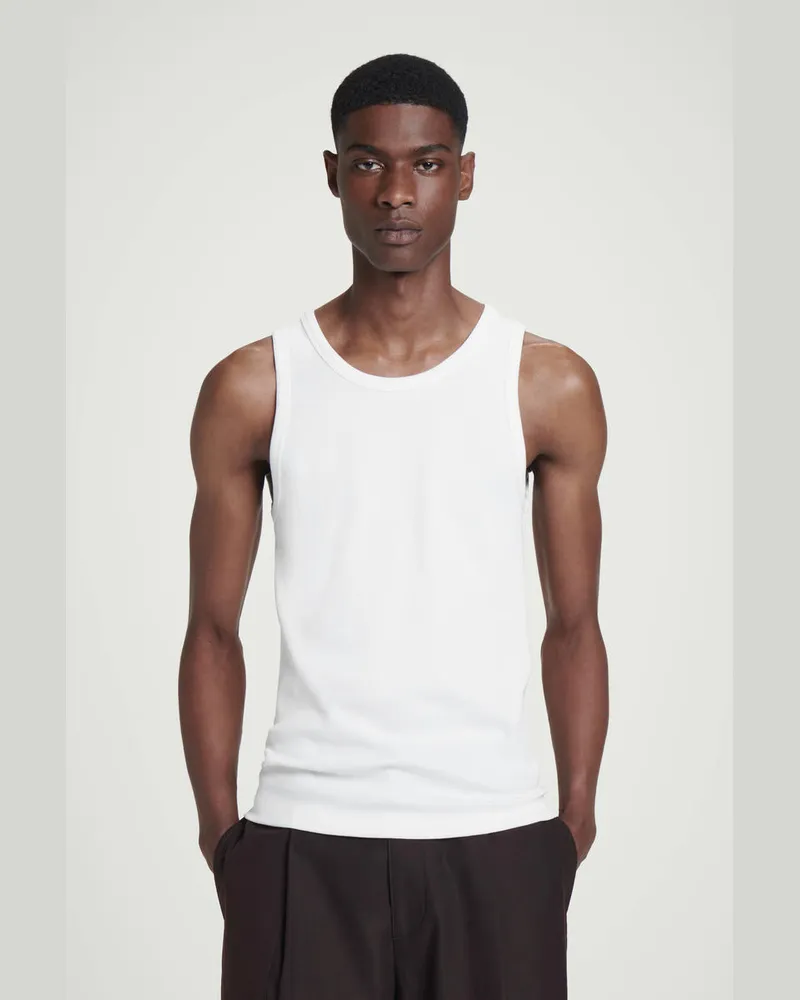 COS Schmales Geripptes Tanktop Aus Baumwolle Weiß