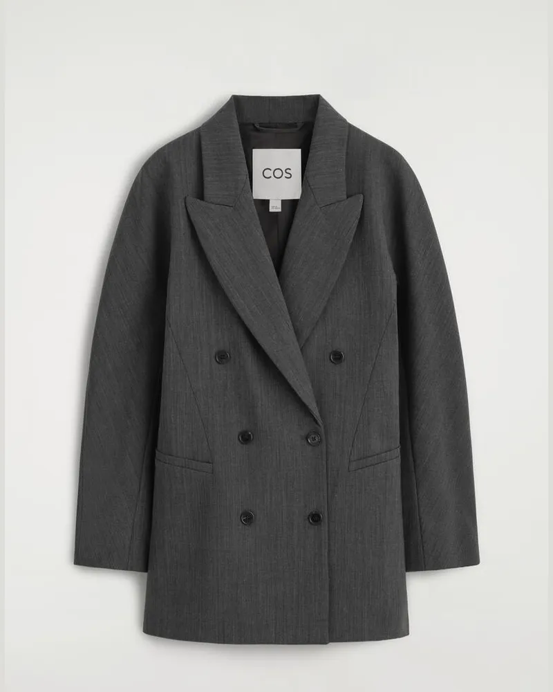 COS Skulpturaler Doppelreihiger Longblazer Grau