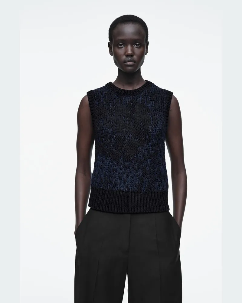 COS Grobstrick-Pullunder Mit Jacquard-Motiv Blau
