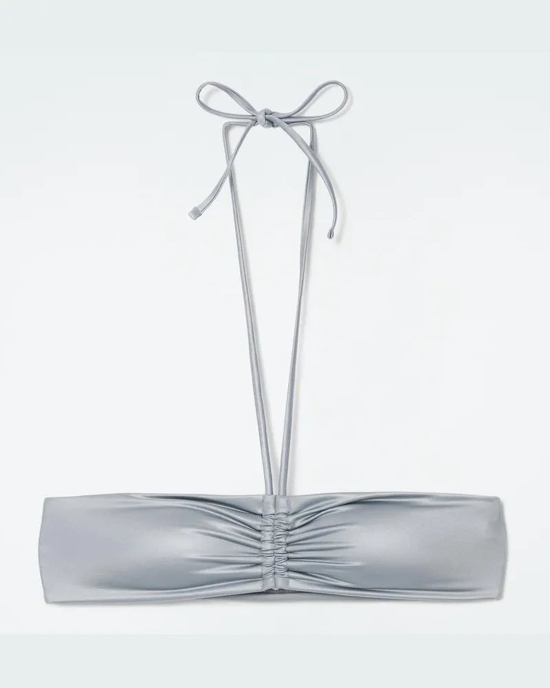 COS Bandeau-Bikinioberteil Mit Raffung Grau