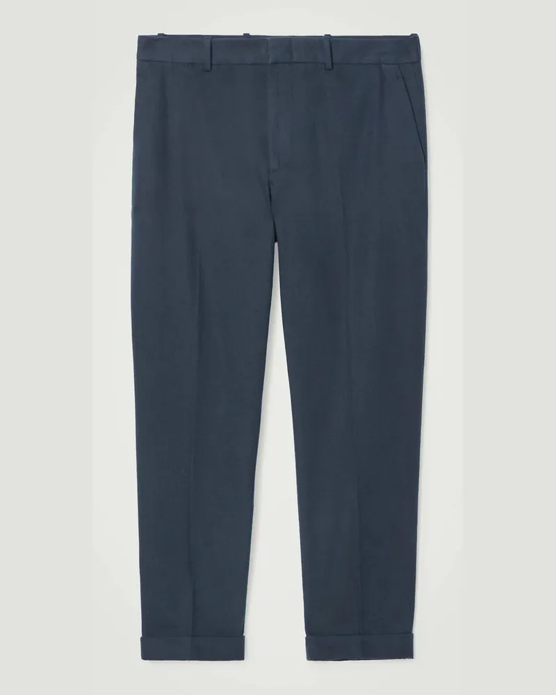 COS Schmal Zulaufende Twillhose Mit Umschlag Blau