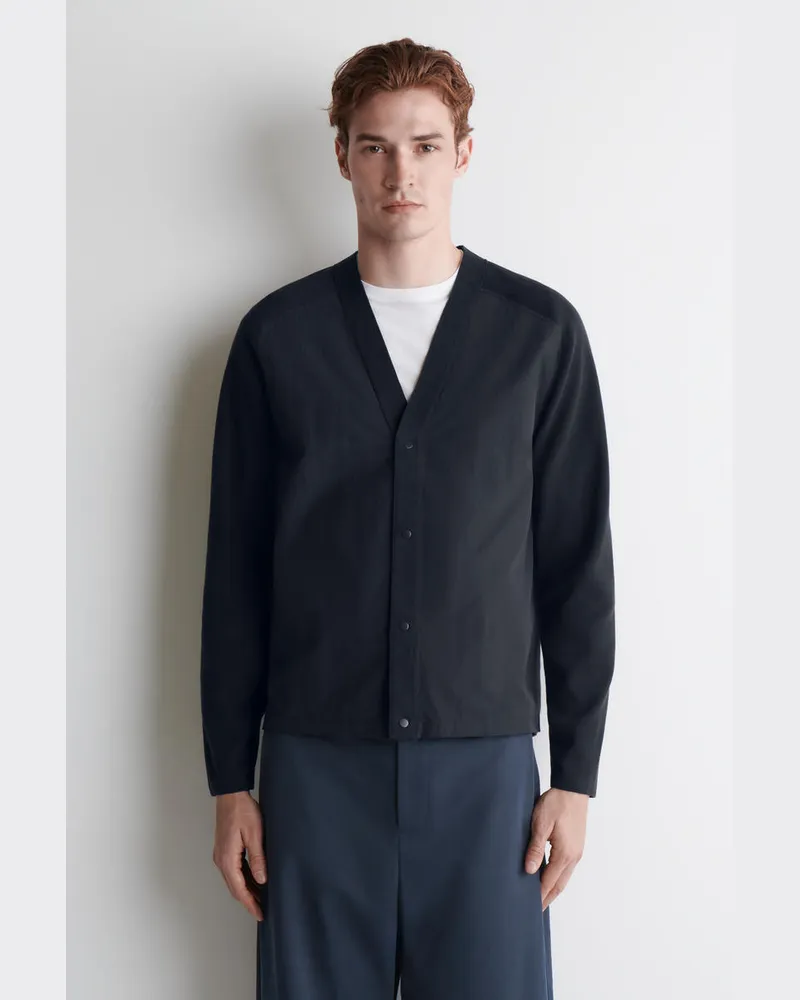 COS Strickjacke Mit Nyloneinsätzen Blau