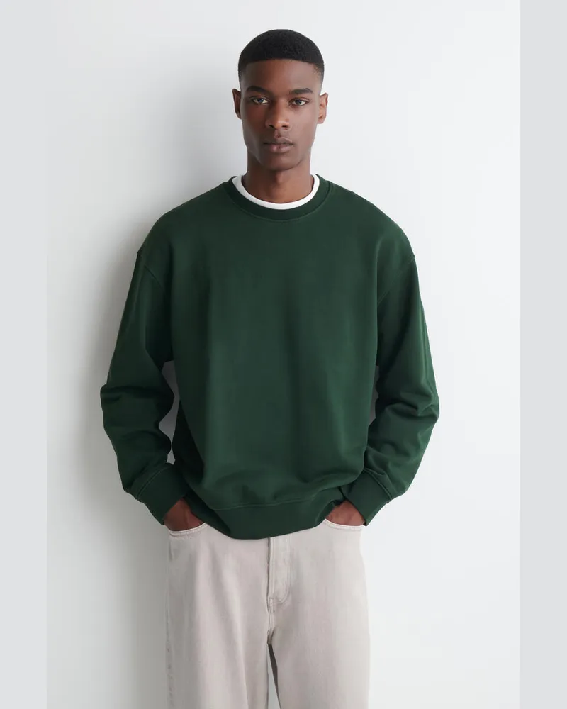 COS Sweatshirt Aus Vorgewaschener Baumwolle Grün