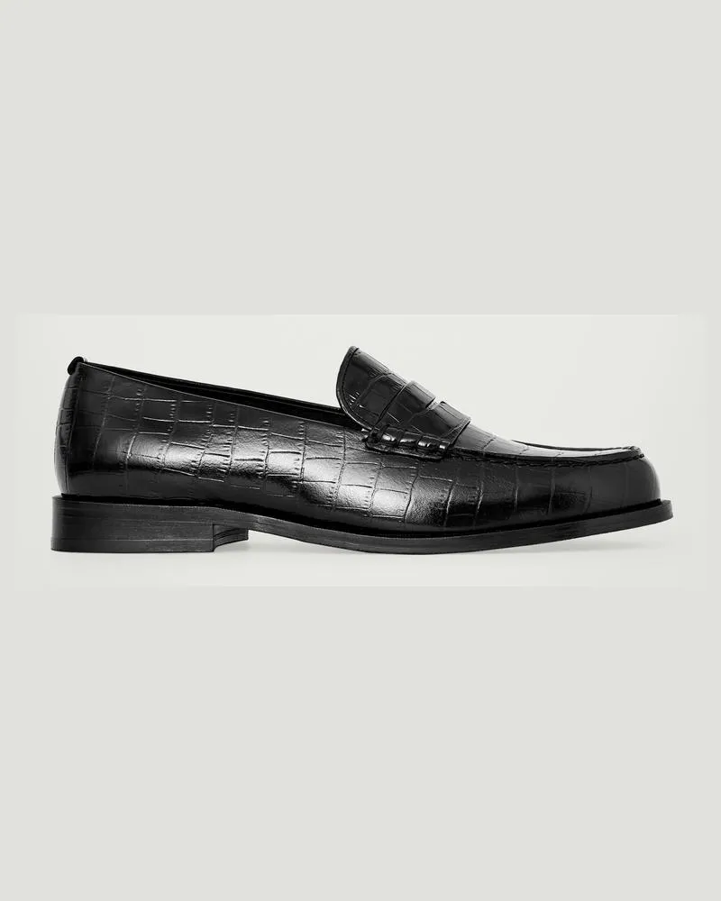 COS Loafers Aus Leder In Krokodiloptik Schwarz