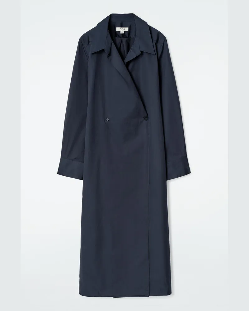 COS Doppelreihiges Hemdkleid In Midilänge Blau