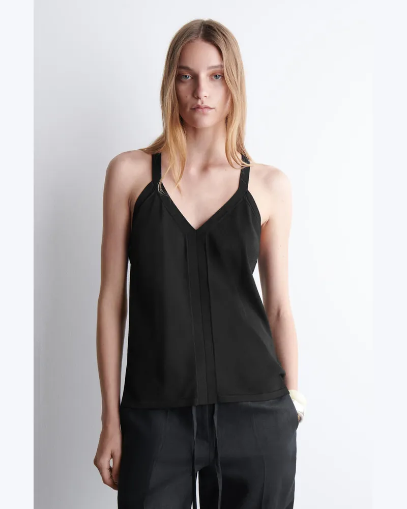 COS Knitted V-Neck Tank Top Schwarz