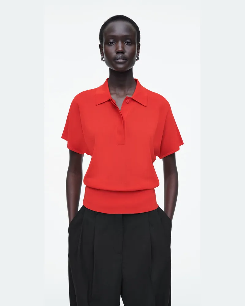 COS Poloshirt Aus Strick Orange