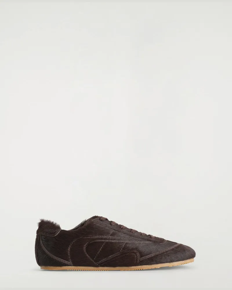 COS Sneakers Aus Leder Mit Ponyhaar-Effekt Braun