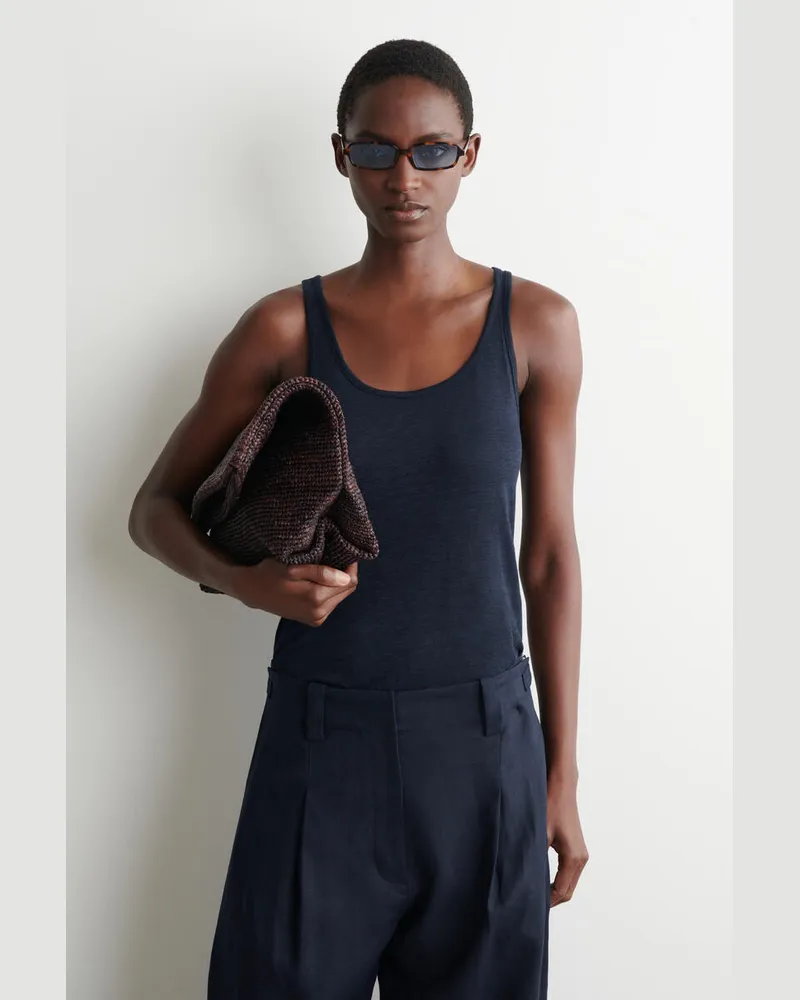 COS Tanktop Aus Leinen-Jersey Blau