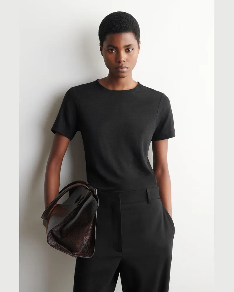 COS Hemd Aus Leinen Mit Rundhalsausschnitt Schwarz