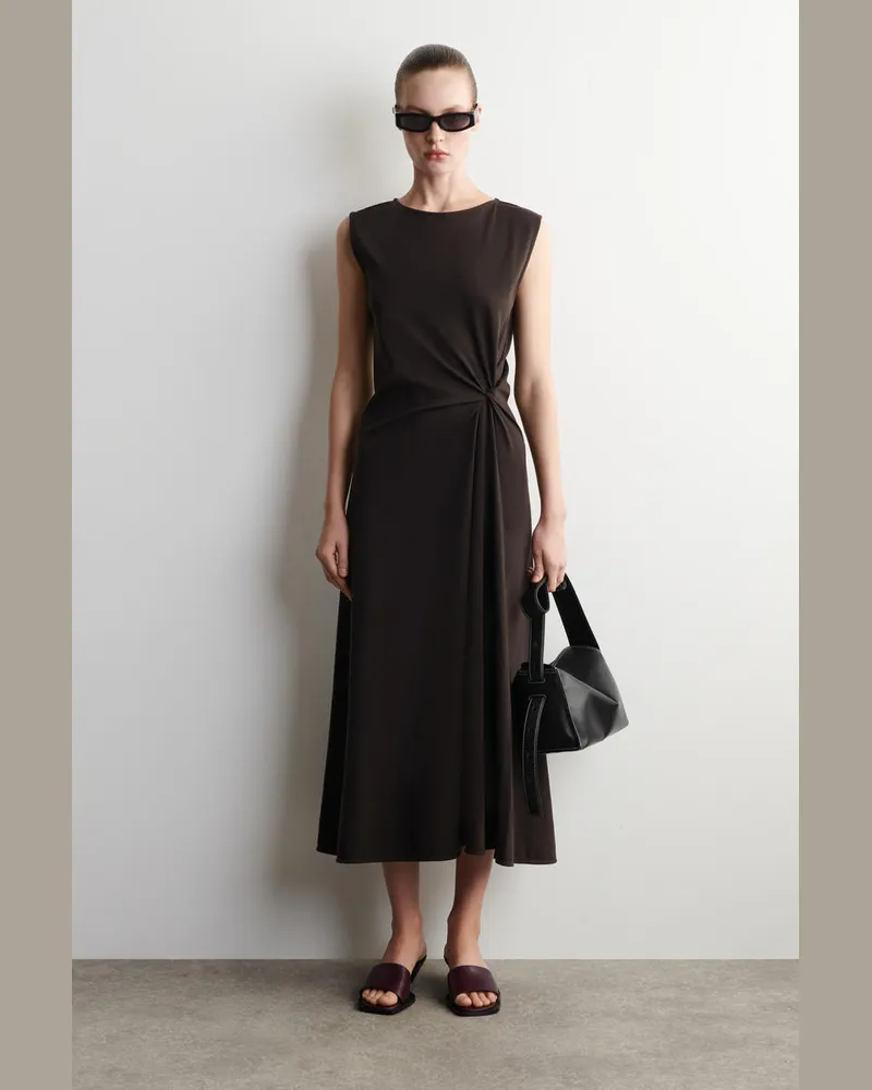 COS Midikleid Aus Jersey Mit Twist-Detail Braun