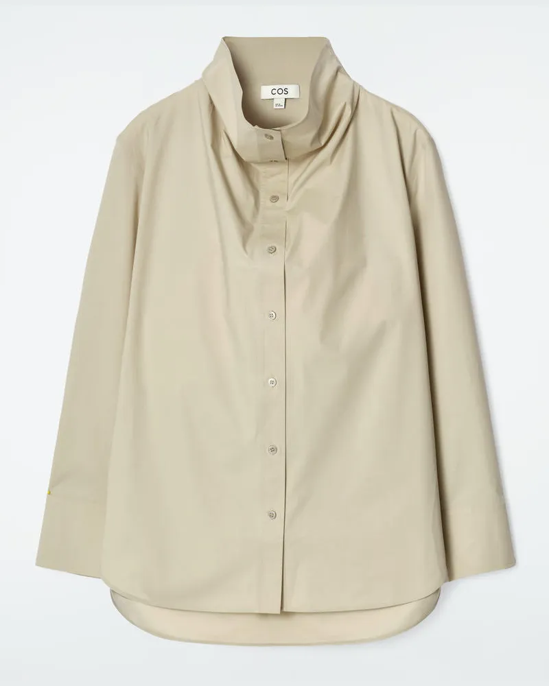 COS Lockeres Hemd Mit Stehkragen Grün
