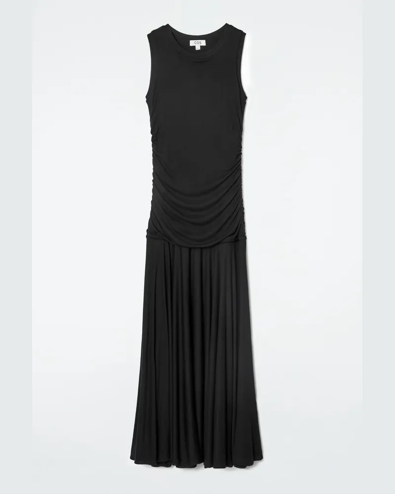 COS Maxikleid Mit Raffungen Schwarz
