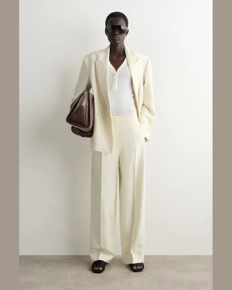 COS Elegante Leinenhose Mit Geradem Bein Weiß