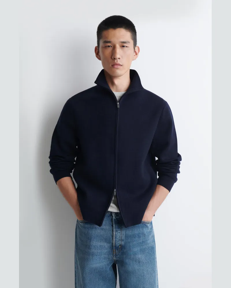 COS Jacke Aus Feinstrick Mit Reissverschluss Blau