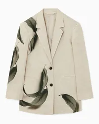 COS Leinenblazer Mit Blatt-Print Beige