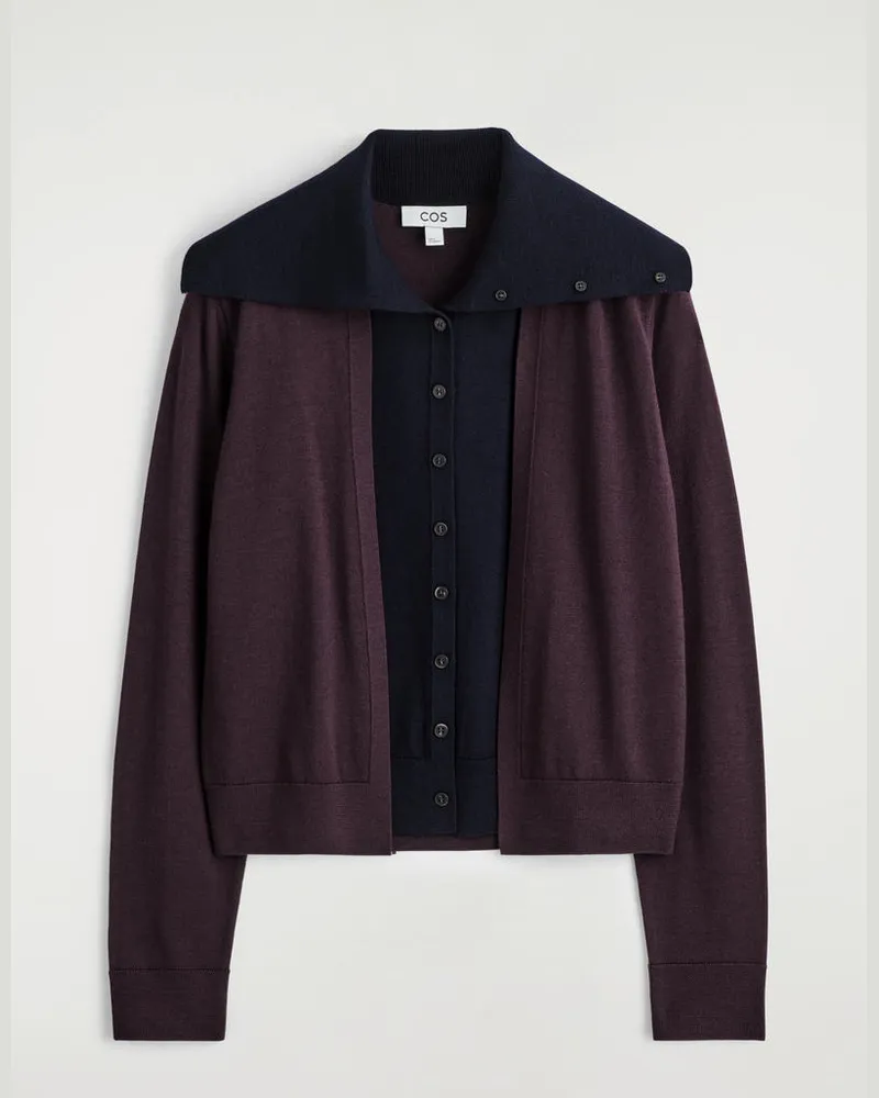 COS Strickjacke Aus Merinowolle Mit Hohem Kragen Blau