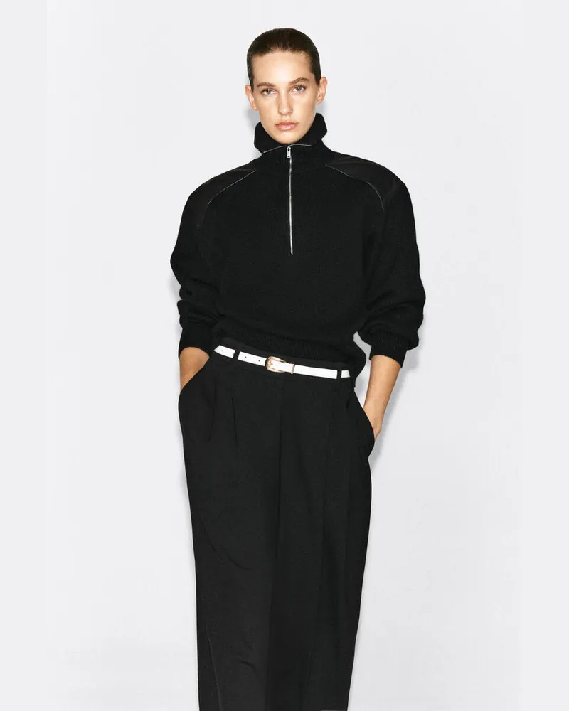 COS Pullover Aus Merinowolle Mit Reissverschluss Schwarz