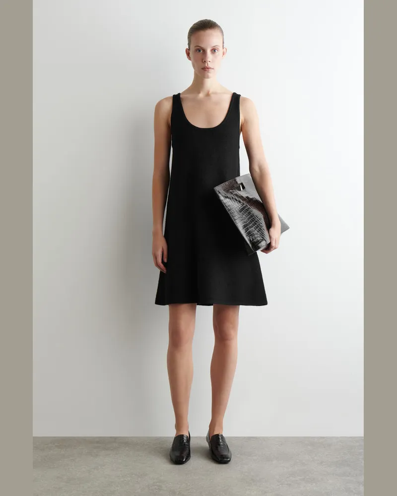 COS Minikleid Aus Kochwolle In A-Linie Schwarz