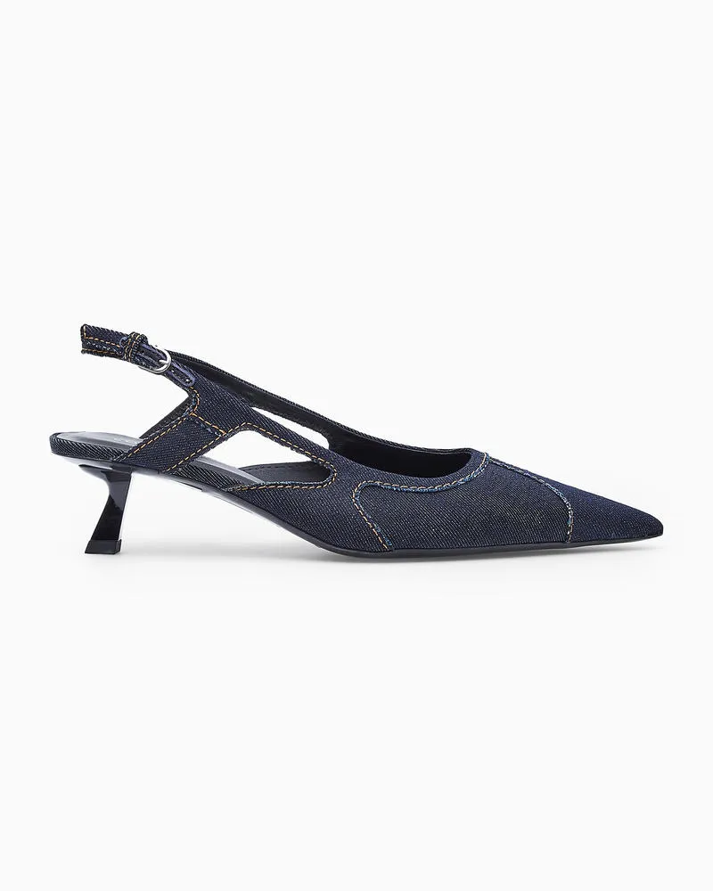COS Spitze Kitten-Heels Aus Denim Mit Slingback-Riemen Blau
