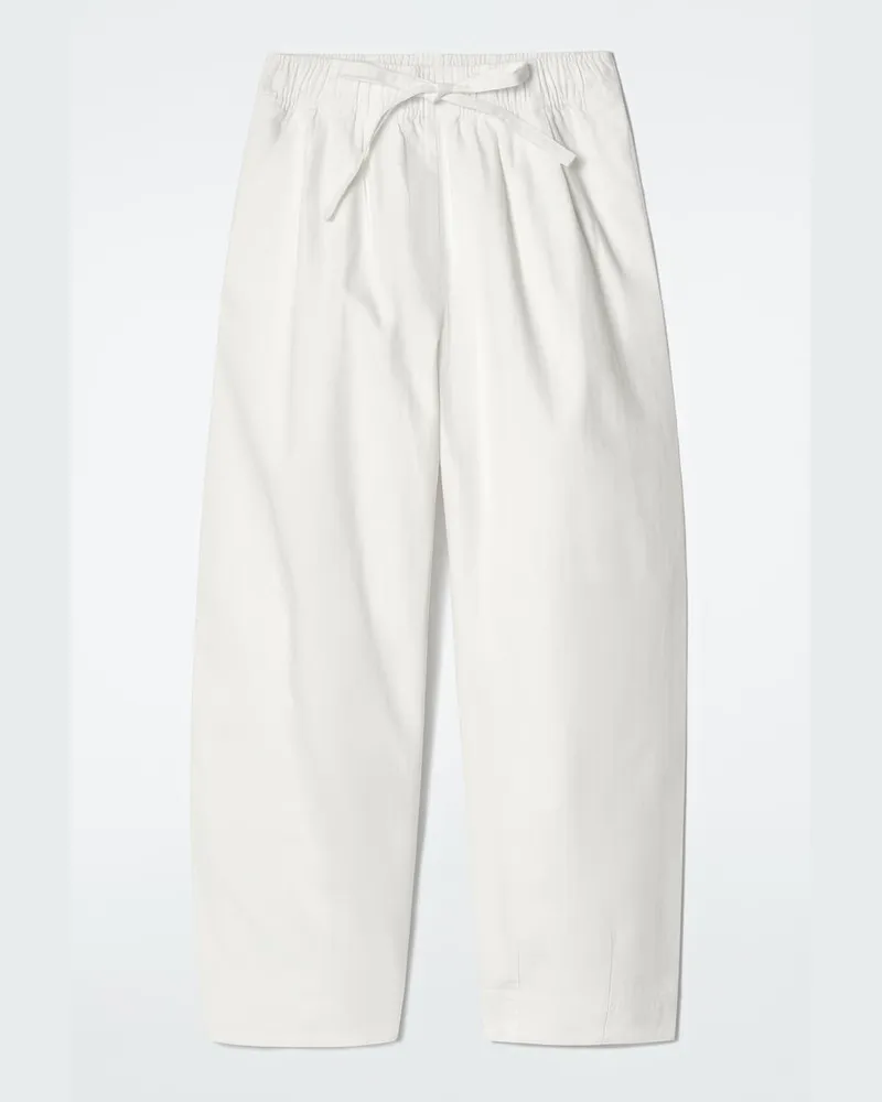 COS Schmal Zulaufende Baumwollhose Mit Kordelzug Weiß