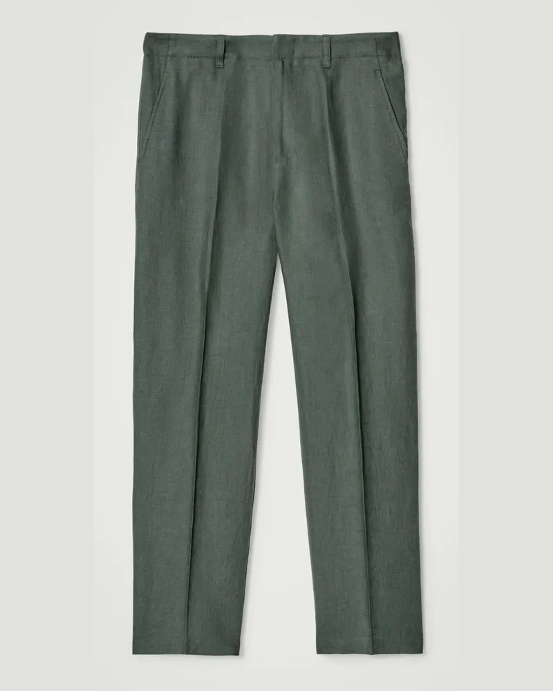 COS Lockere Leinenhose Mit Schmal Zulaufendem Bein Grün