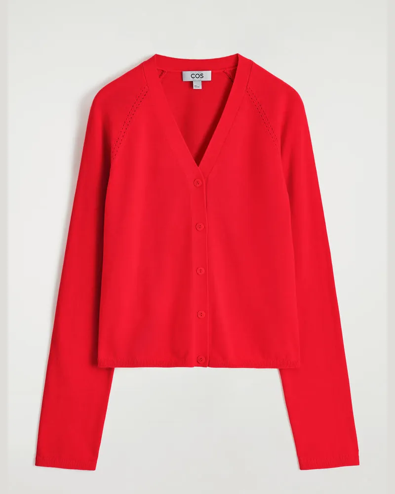 COS Strickjacke Aus Baumwolle Mit V-Ausschnitt Rot