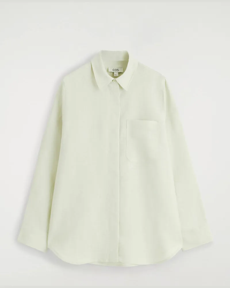COS Oversized-Hemd Aus Leinen Grün