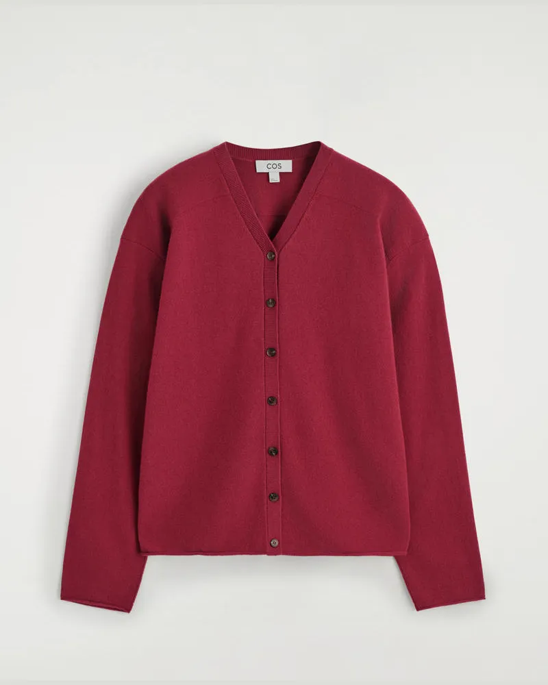 COS Strickjacke Aus Merinowolle Mit V-Ausschnitt Rot