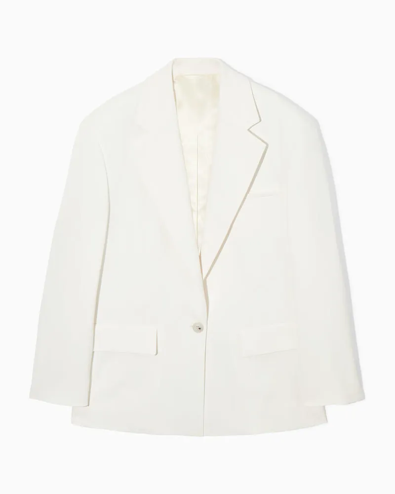 COS Einreihiger Oversized-Blazer Cremeweiss