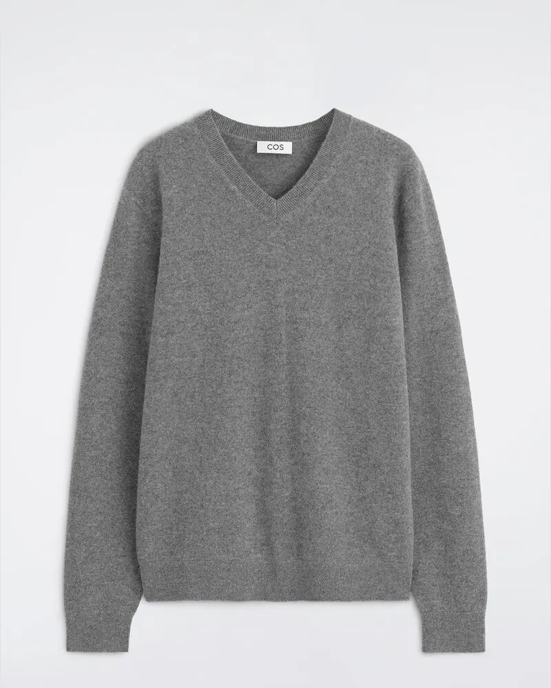 COS Pullover Aus Reinem Kaschmir Mit V-Ausschnitt Grau