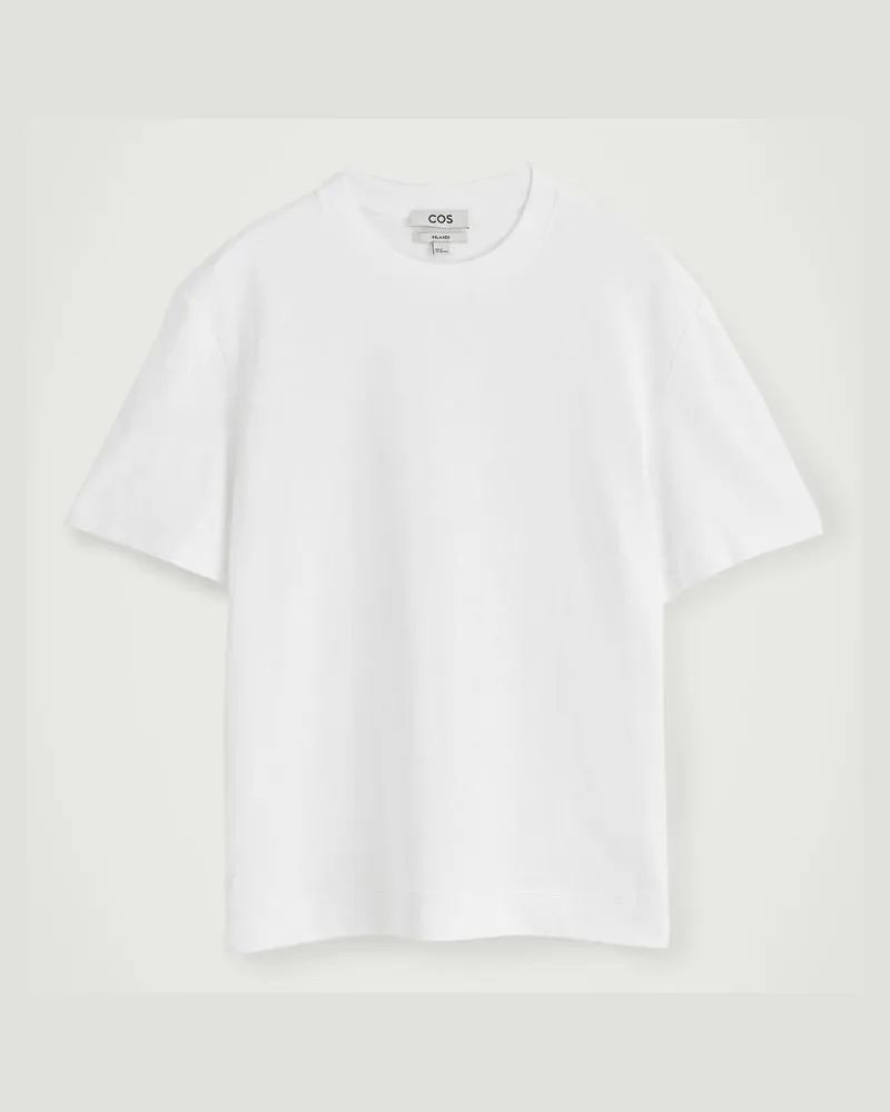 COS Lockeres T-Shirt Aus Baumwoll-Leinen-Mix Weiß
