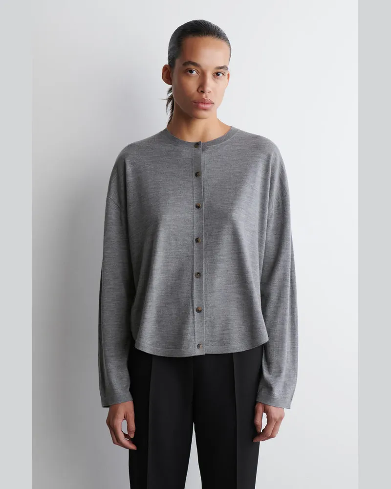 COS Rund Geschnittene Strickjacke Aus Merinowolle Grau